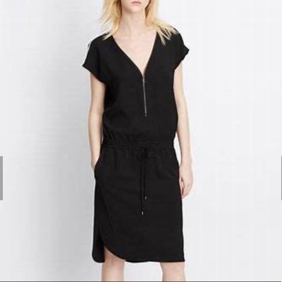 Vince Dresses & Skirts - Vince Contrast Zip High Low Tie Dress